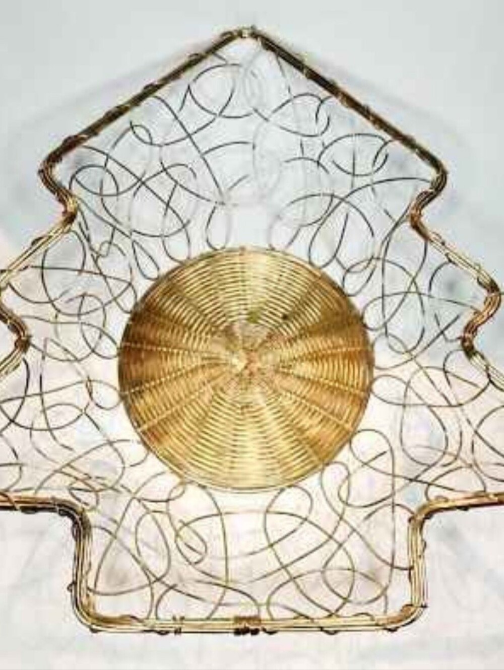 Christmas Gold Wire Tree Basket
